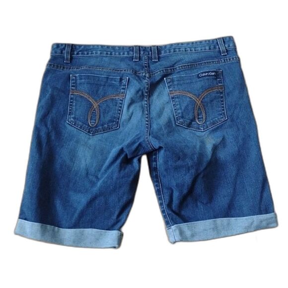 Calvin Klein Cuffed Bermuda 5 Pocket Jean Shorts Size 33 - Picture 2 of 11